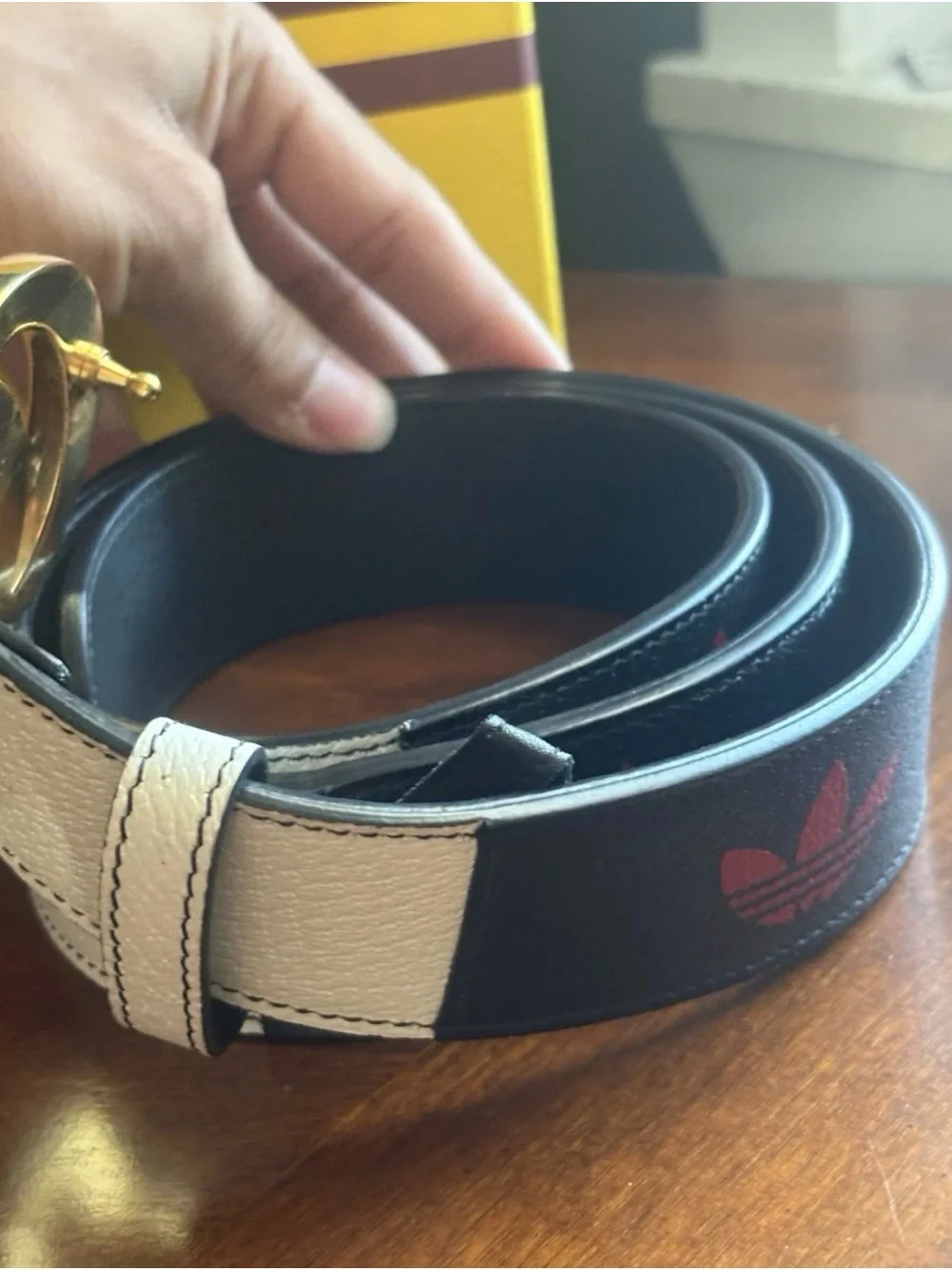 Gucci X Adidas Double G Logo Leather Belt